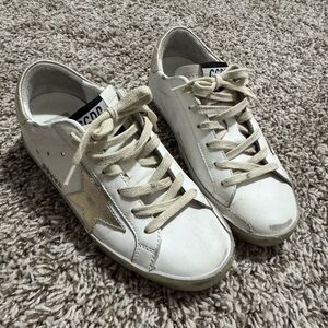 Golden Goose White and Gold Star Sneakers